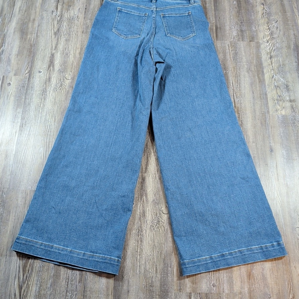 SPANX Women's Wide Leg Denim Jeans in Medium Blue - Picture 9 of 13